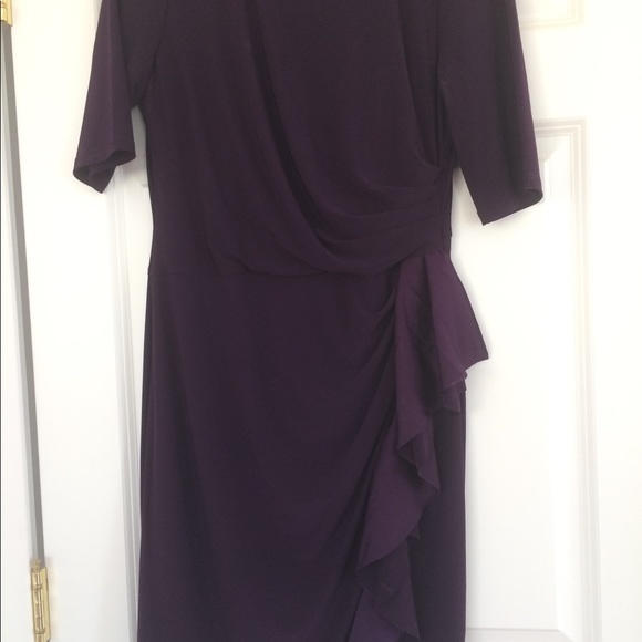 Chaps special occasion faux wrap dress aubergine - Picture 4 of 7